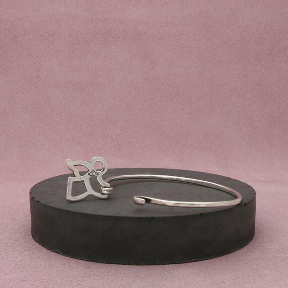 james avery sterling silver retired angel hook-on bangle bracelet size 6.25in - Picture 2 of 3